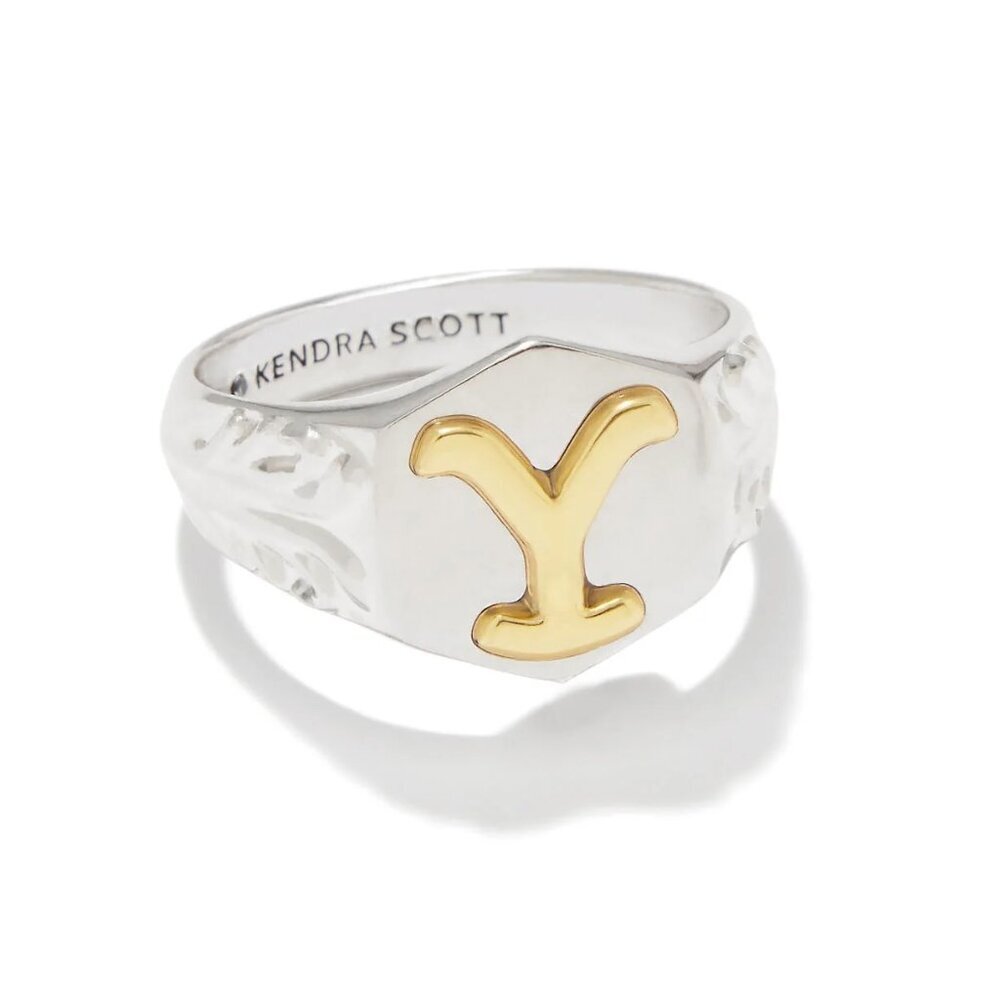 Nwt$80 Kendra Scott X Yellowstone Rip Band Ring Silver Tone Gold Plated Unisex 7